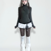 damngirl original gothic cross patchwork top & polka dot layered cake skirt set harajuku streetwear ashy base layer