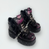 mib'vias original cyber goth platform boots handmade rubbed color high top shoes with heavy metal spikes & rivets (unisex)