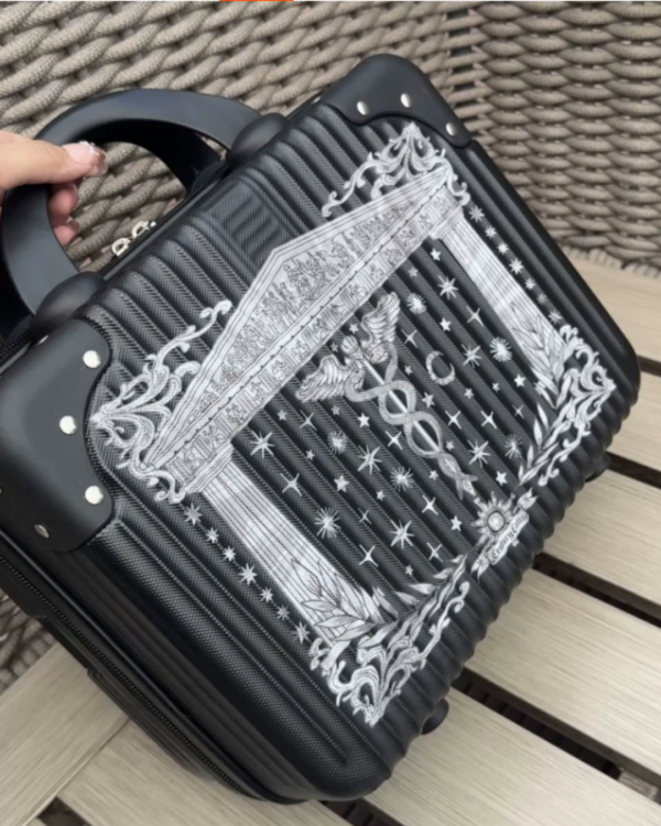 century calls gothic greek mythology 14 inch cosmetic case portable abs hard shell makeup travel suitcase with luggage strap