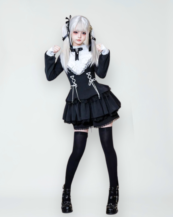 withpuji original "doll box" sweet & cool gothic lolita long sleeve op dress & matching shorts set