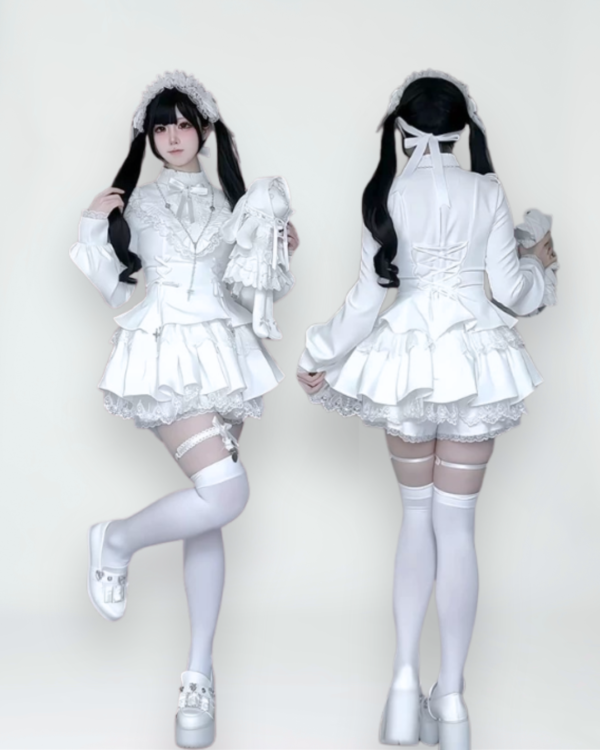 withpuji original "doll box" sweet & cool gothic lolita long sleeve op dress & matching shorts set