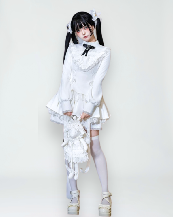 withpuji original "doll box" sweet & cool gothic lolita long sleeve op dress & matching shorts set