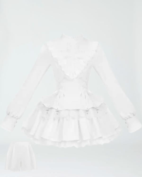 withpuji original "doll box" sweet & cool gothic lolita long sleeve op dress & matching shorts set