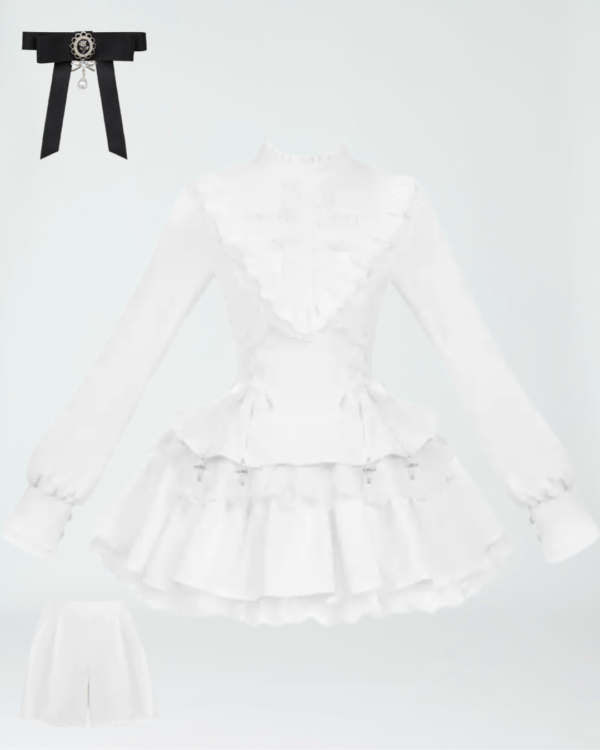 withpuji original "doll box" sweet & cool gothic lolita long sleeve op dress & matching shorts set