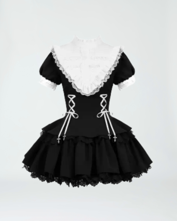 withpuji original "doll box" sweet & cool gothic lolita long sleeve op dress & matching shorts set