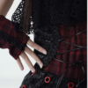 wsw no body original "magic rhythm" gothic punk dress red plaid idol style asymmetrical mini skirt with lace & corset detail
