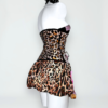 the doll house original "leopard cat" shibuya hot girl set sexy bodycon bandeau dress with rhinestone belt & plush accessory
