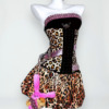 the doll house original "leopard cat" shibuya hot girl set sexy bodycon bandeau dress with rhinestone belt & plush accessory