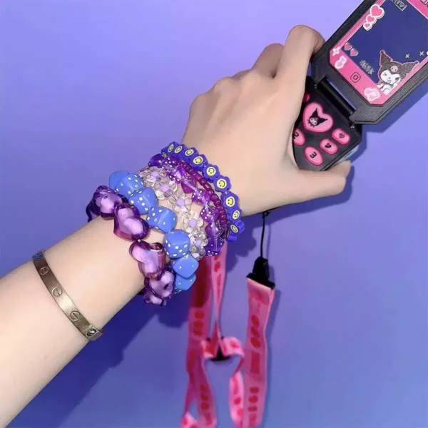 y2k dopamine candy color layered beaded bracelet set harajuku subculture stackable smiley star dice charm wristbands for girls