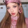 y2k millennium baddie pink gradient bandana cyberpunk subculture streetwear printed silk head scarf unisex