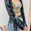 bon y2k flocked bow lace arm warmers millennium subculture bolero shrug sun protection sheer fishnet fingerless sleeves