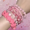 y2k dopamine candy color layered beaded bracelet set harajuku subculture stackable smiley star dice charm wristbands for girls