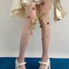 y2k shibuya gyaru floral embroidered fishnet tights night classroom aesthetic 3d rose mesh sheer stockings