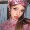 y2k millennium baddie pink gradient bandana cyberpunk subculture streetwear printed silk head scarf unisex