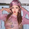 y2k millennium baddie pink gradient bandana cyberpunk subculture streetwear printed silk head scarf unisex