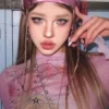 y2k millennium baddie pink gradient bandana cyberpunk subculture streetwear printed silk head scarf unisex