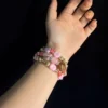vintage bohemian pink multi layer beaded bracelet tribal aesthetic stackable charm hand jewelry gift