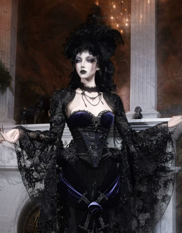 blood supply original day of mourning gothic european gorgeous sparkling velvet slim fit dress corset autumn