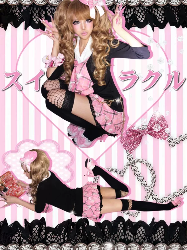 karisuma original gyaru shibuya style set mars japanese subculture plaid mini skirt & top suit harajuku hot girl aesthetic