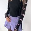 bon y2k flocked bow lace arm warmers millennium subculture bolero shrug sun protection sheer fishnet fingerless sleeves