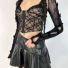 bon y2k flocked bow lace arm warmers millennium subculture bolero shrug sun protection sheer fishnet fingerless sleeves