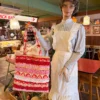 frufru gulu store angel dessert house strawberry cake tote bag lolita coquette aesthetic ruffled canvas shoulder bag