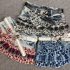 Y2K Vintage Leopard Plaid Denim Patchwork Mini Skirt - Handmade Low Rise Summer Gypsy Grunge Pleated Skirt