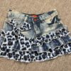 Y2K Vintage Leopard Plaid Denim Patchwork Mini Skirt - Handmade Low Rise Summer Gypsy Grunge Pleated Skirt