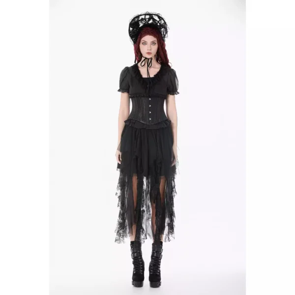 dark in love dark aesthetic heavy metal bondage corset gothic punk faux boning fitted crop top cw108 (size xs xxl)