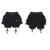 Wannathis Gothic Dark Aesthetic 2-Piece Set - Elegant Double-Breasted Long Sleeve Top & Tiered Ruffle Bloomer Shorts with Hanging Cross Garter Straps