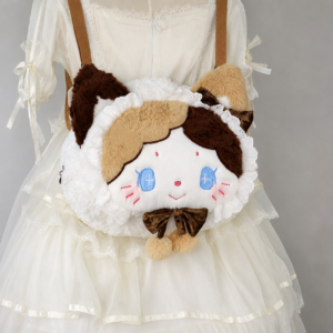 Cute Plush Calico Cat Lolita Backpack – Women's Faux Fur Crossbody Bag & Kawaii JK Shoulder Purse