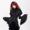 Gothic Victorian Renaissance Flare Bell Sleeve Blouse SHT142 - Dark Aristocrat Lace Ruffled Collar Button Down Shirt with Corset Lacing