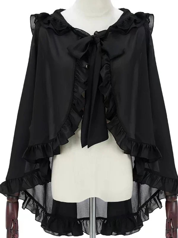 japanese gothic lolita ruffled chiffon shrug harajuku anime sun protection cardigan cape summer versatile flowing lightweight shawl jacket