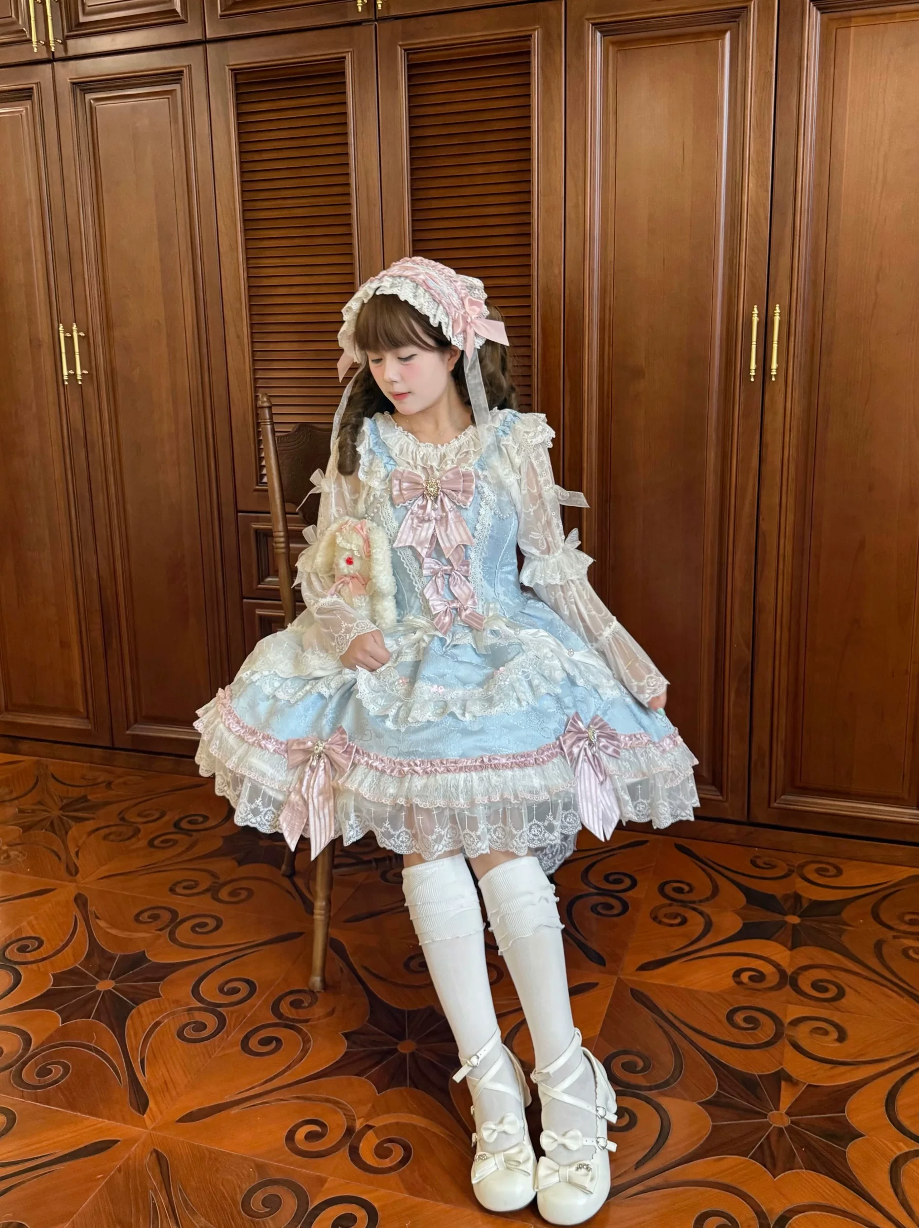 ribbon overture rococo sweet lolita jsk dress set – lace ribbon cake layered marshmallow tea party dress