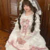 ribbon overture rococo sweet lolita jsk dress set – lace ribbon cake layered marshmallow tea party dress