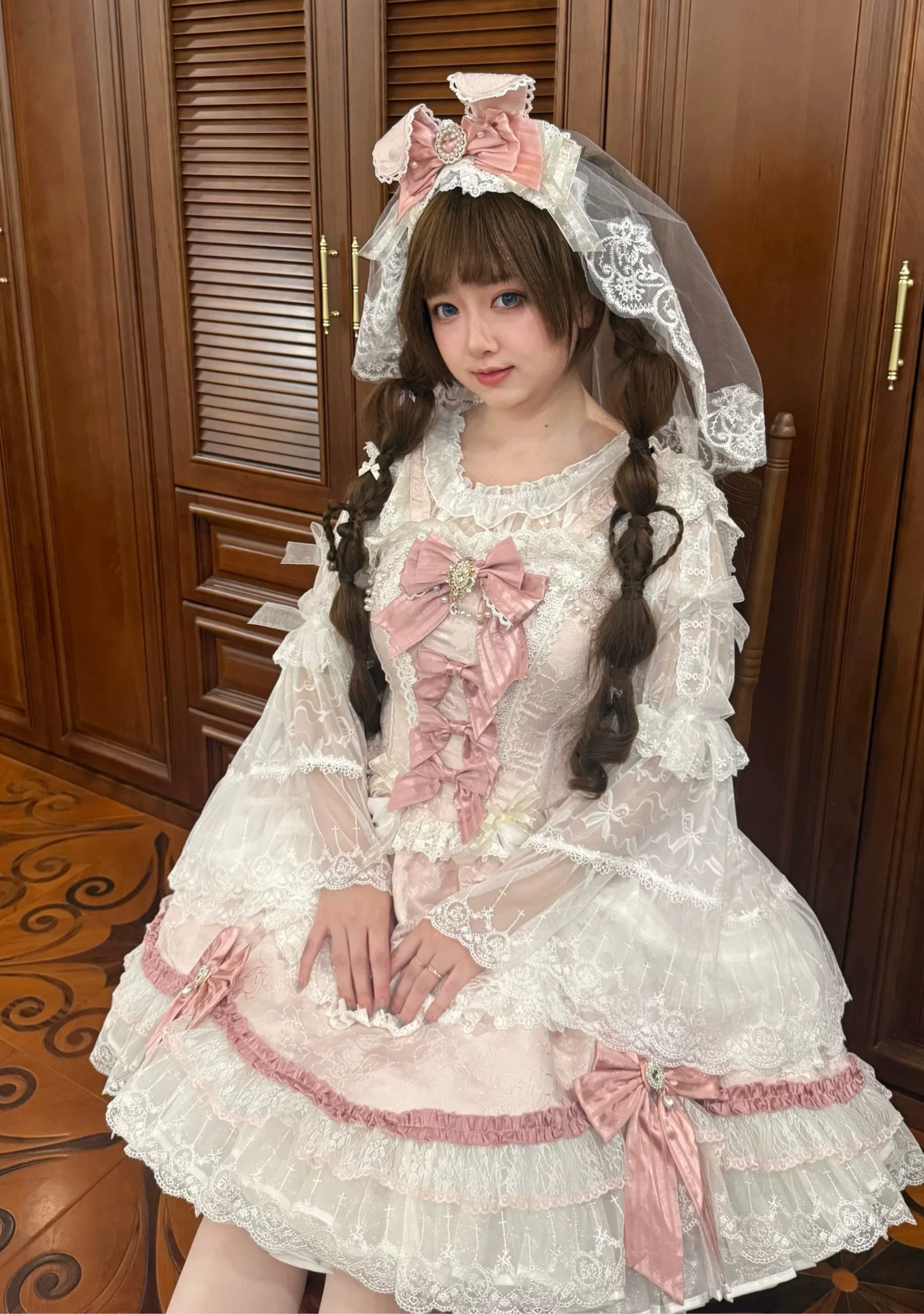 ribbon overture rococo sweet lolita jsk dress set – lace ribbon cake layered marshmallow tea party dress