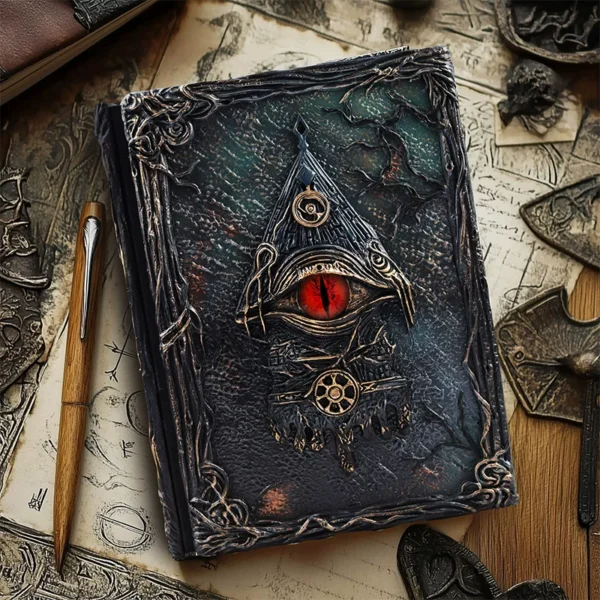Gothic Cthulhu Eye Vintage Loose-Leaf Journal Notebook – Refillable A5/A6 Dark Aesthetic Grimoire & Gift Set
