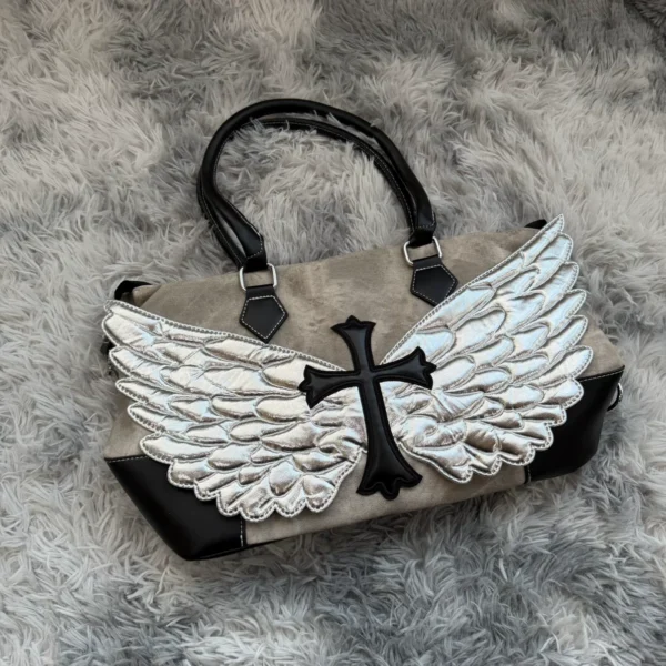O1CN015VwLZv1OUlzd1IlKi_!!2200538641709 Y2K Gothic Angel Wings Cross Shoulder Bag – Vintage Subculture Metallic Patchwork Handbag & Crossbody Bag for Women