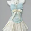 Vintage Mint Green Ruffle Cardigan, Lace Camisole & Pleated Mini Skirt – Coquette Aesthetic 3-Piece Summer Outfit Set