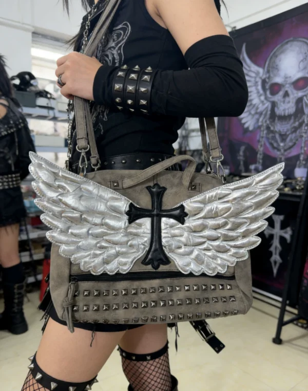 O1CN01FGAt6O1OUlzsi7Z5z_!!2200538641709 Y2K Gothic Angel Wings Cross Shoulder Bag – Vintage Subculture Metallic Patchwork Handbag & Crossbody Bag for Women