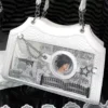 customizable ita bag clear window tote shoulder bag, gothic aesthetic handbag with snake skin texture