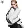 devilfashion women's gothic victorian white blouse – vintage ruffle lace bell sleeve jacquard shirt (sht01702)