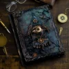 gothic cthulhu eye vintage loose leaf journal notebook – refillable a5/a6 dark aesthetic grimoire & gift set