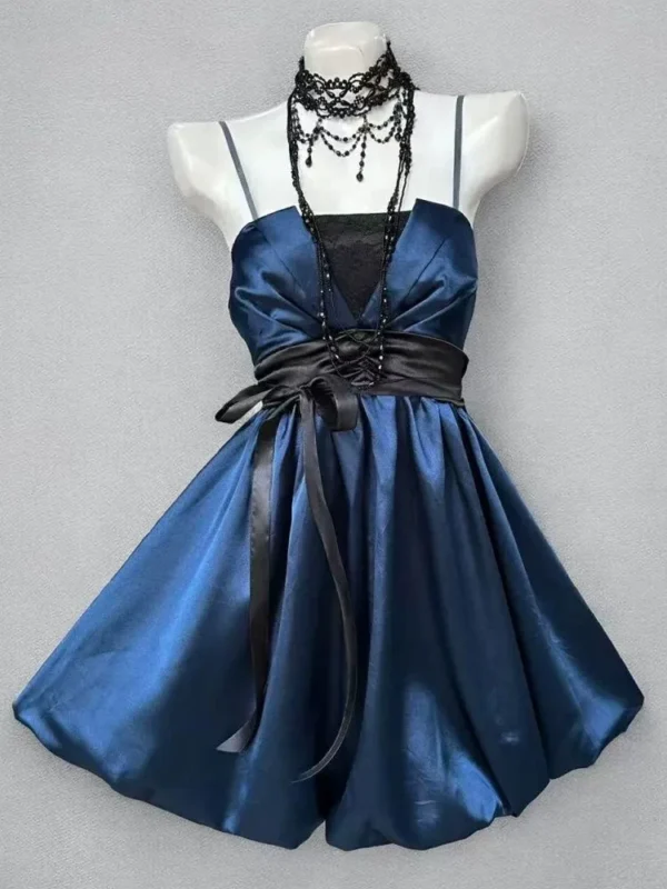 Gothic Dark Academic Satin Cami Mini Dress with Black Sheer Chiffon Shawl Cardigan – Vintage Elegant 2-Piece Summer Outfit Set