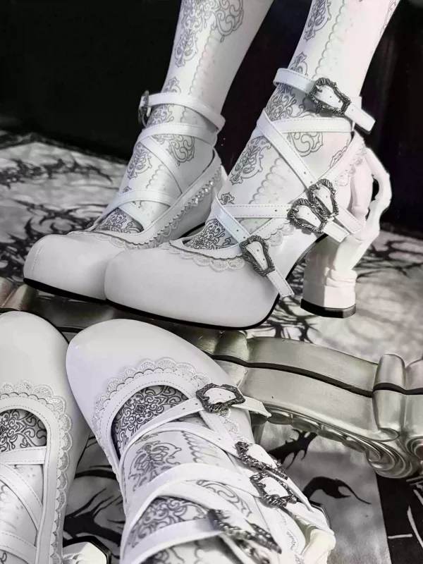 sacred remains letters original skeletal hand high heels gothic lolita cross strap pump shoes alternative subculture egl sculpted chunky heels (size 34 41)