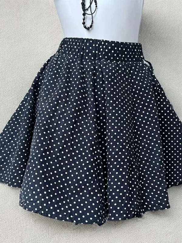 Vintage Summer Japanese Dark Mori Girl 3-Piece Set – Short-Sleeve Cardigan, White Lace Camisole Inner Top & Polka Dot Mini Skirt