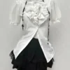 Japanese Preppy Vintage Puff Sleeve Ruffle Shirt, Tailored Vest & Lace Tiered Cake Skirt – Gothic Academic 3-Piece Summer Outfit Set