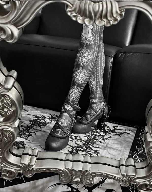 sacred remains letters original skeletal hand high heels gothic lolita cross strap pump shoes alternative subculture egl sculpted chunky heels (size 34 41)