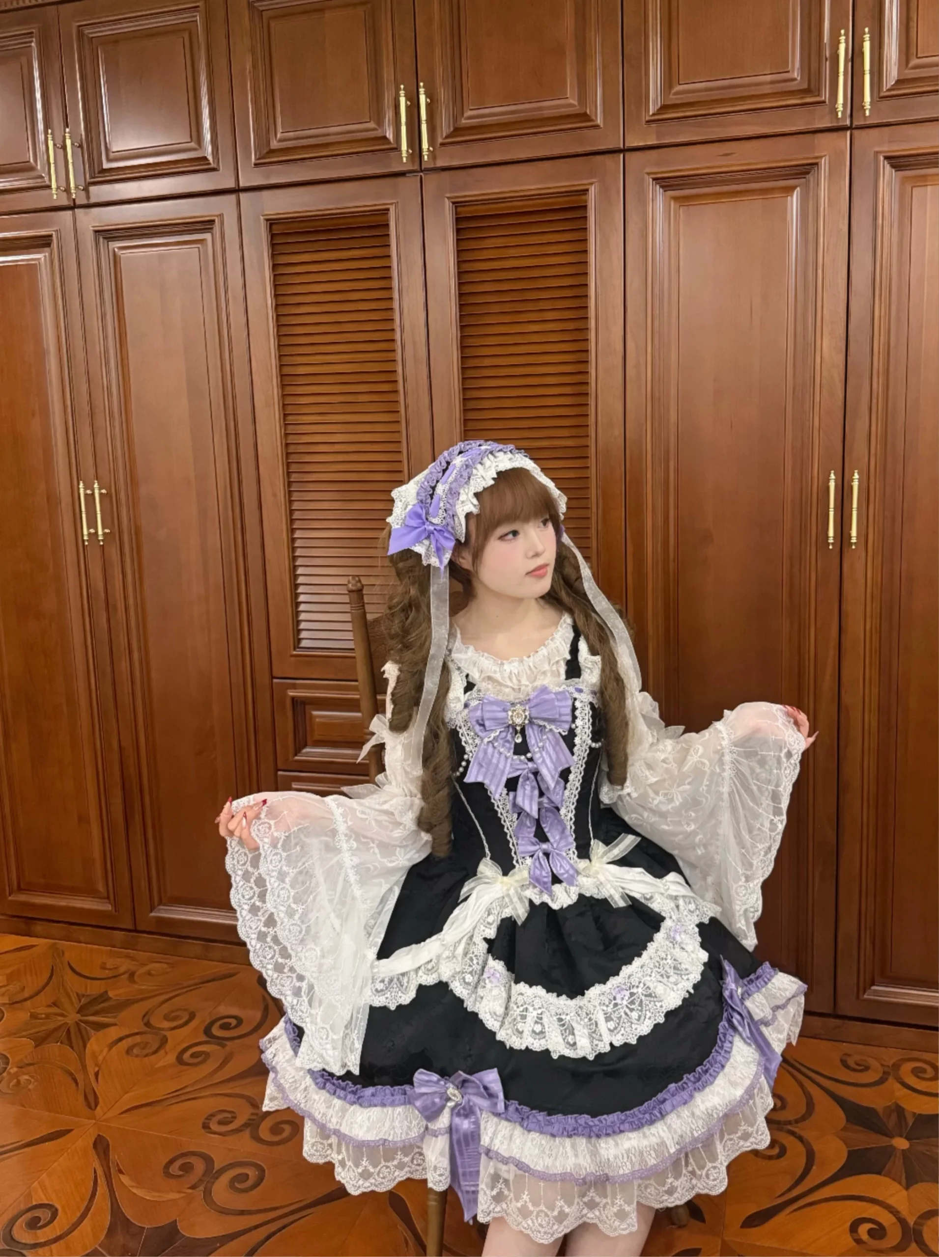 ribbon overture rococo sweet lolita jsk dress set – lace ribbon cake layered marshmallow tea party dress