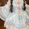 ribbon overture rococo sweet lolita jsk dress set – lace ribbon cake layered marshmallow tea party dress